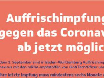 Auffrischimpfungen in Baden-Württemberg ab 1. September 2021