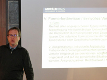 Vortragsreihe LebensFaden: Auftakt mit Rechtsanwalt Bernd Schiele am 14. November 2019